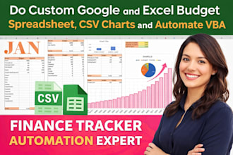 do custom goggle and excel budget spreadsheet, csv charts and automate vba