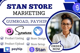 set up stan store design, beacons ai, payhip, guroad, pensight, stanstore market