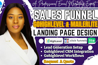 build gohighlevel sales funnel, clickfunnels, mailerlite landing page