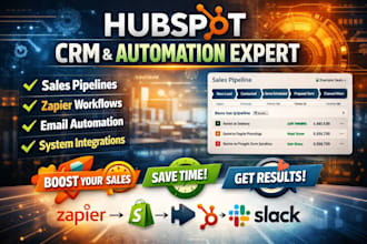 setup hubspot CRM, sales pipelines, automation workflows and zapier integrations