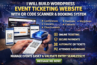 create event ticketing website, qr code ticket scanner and event booking system