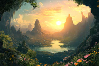 create fantasy landscape illustrations