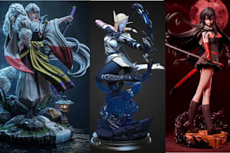 3d print and paint anime figure model action figure statues stl resin printing