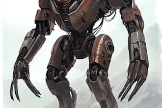 draw amazing character mecha robot illustration