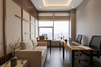 create realistic 3d office interior rendering