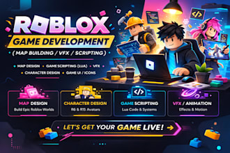 create roblox map, roblox characters, roblox full game development, game assets