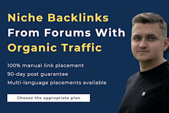 build niche manual forum backlinks on active organic traffic forums