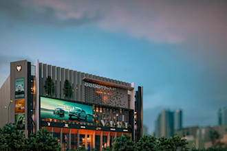 replan 3d commercial space,retail complex,shopping mall design,cgi facade render