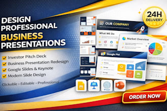 redesign business presentation pitch deck on powerpoint photo slideshow videos