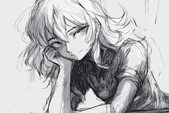 sketch anime art commission