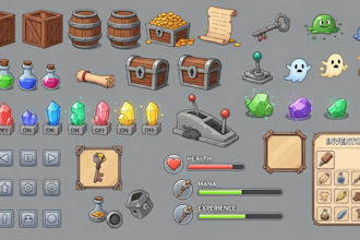 create 2d game assets, UI icons, props, objects and items for mobile games