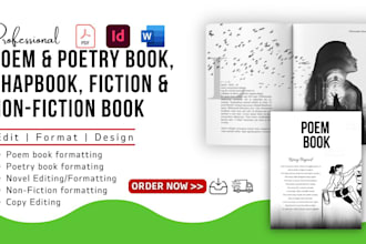 design, format poem book, poetry book, chapbook, fiction, manuscript formatting