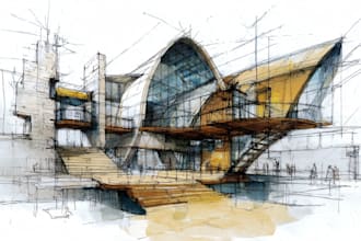 do architecture sketches in high quality
