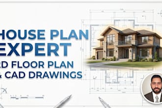 draw professional 2d floor plan and architectural drawings for house plans