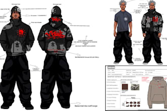 create clothing tech pack flat sketch design fashion tech pack for manufacturer