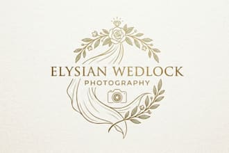 create an elegant wedding photographer logo in 1 day