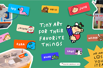 hand drawn school labels with custom doodles for kids