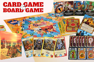 draw card game artwork, board game design tcg playing cards game art box design