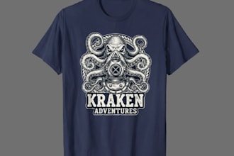 do premium vintage kraken octopus mascot logo t shirt design