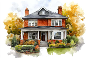do an watercolor house portrait