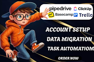 do data migration on pipedrive clickup basecamp trello with ai agent
