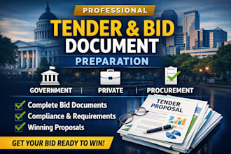 prepare professional tender, bid documents for government, private contracts