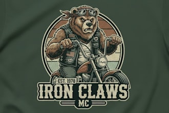 create premium vintage mc biker mascot logo t shirt design