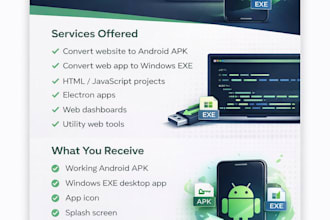 convert your website or HTML to android apk and windows exe app