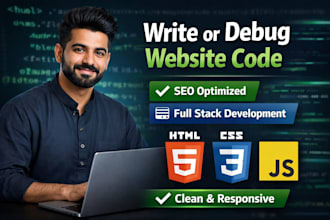 write or debug HTML CSS javascript code for your website