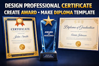 design professional certificate, create award, and make diploma template