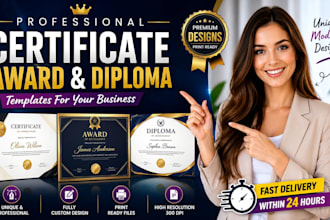 create professional certificate, award and diploma template for your business