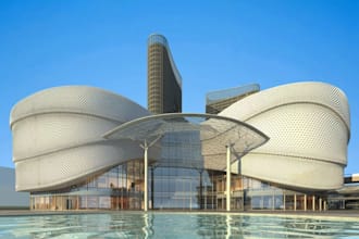 elevate 3d commercial parametric facade,luxury retail design,landscape rendering