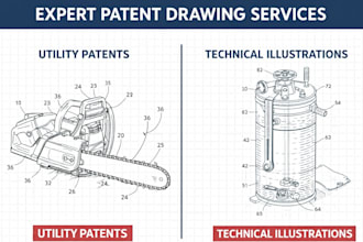 draw uspto compliant utility patent drawing ,illustration and technical line art