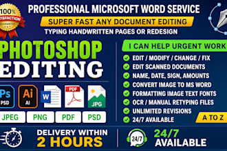 edit or modify, redesign, typing scanned documents retype pages ms word typist