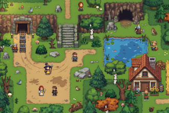 do 2d top down pixel art tileset rpg game map art character asset tile map