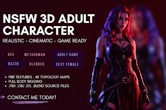 create an nsfw 3d character model for adult games and ue5 nsfw metahuman model