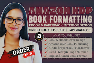 do kindle ebook formatting, manuscript formatting and ebook layout design
