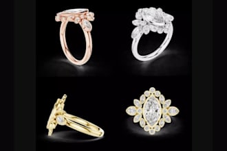 design halo ring 3d jewelry design model for 3d printing and render it