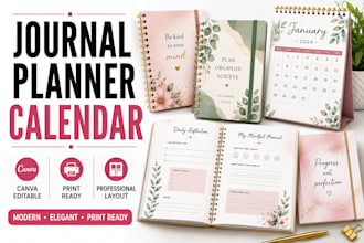 design planner, journal, and calendar