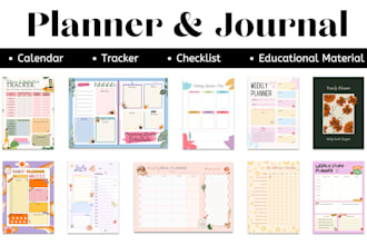 design planner, journal, calendar, and educational material