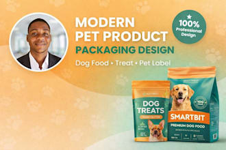 design modern pet food packaging and product label