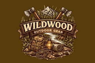 design outdoor gear brand vintage logo design with business