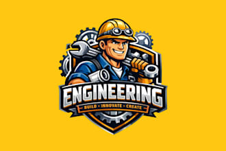 draw engineering mascot logo design with unlimited review