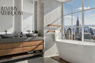 design modern small bathroom with realistic 3d rendering