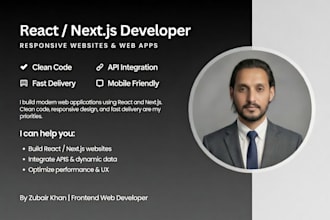 responsive react or nextjs website with modern UI