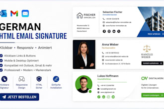 german clickable html email signature for outlook gmail animated email signature