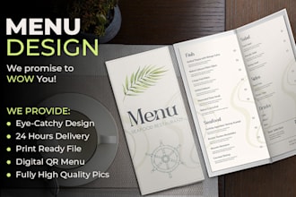 design a professional restaurant, cafe menu