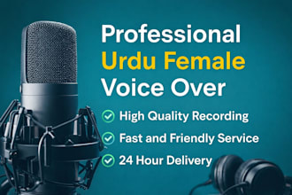 professional female urdu voice over 24 hour delivery