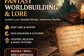 design fantasy worldbuilding, lore, and history for your novel or game