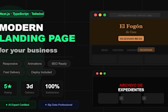 build modern landing page or web app with react nextjs